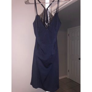 Lulus dress- Navy Blue with black lace detail.